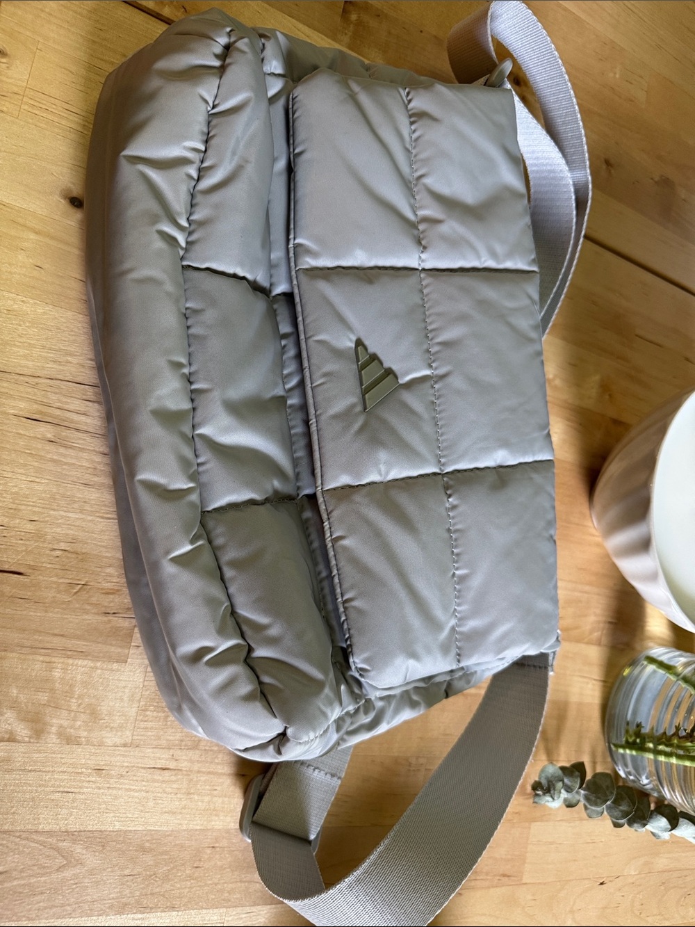 adidas Light Gray Quilted Crossbody Bag